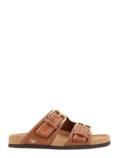 Valentino Garavani Leather Sandals In Brown