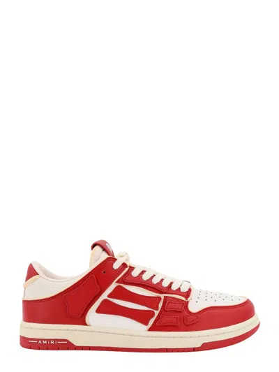 Amiri Leather Sneakers With Iconic Bones In Red