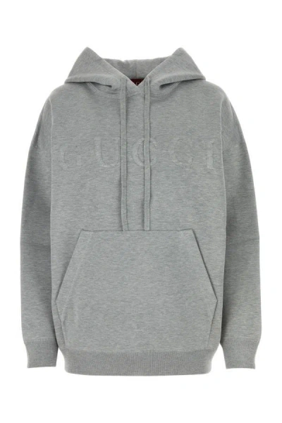 Gucci Woman Melange Grey Stretch Wool Blend Overuse Sweatshirt In Gray