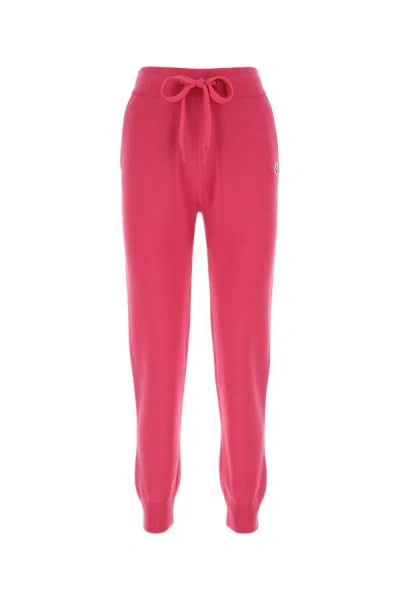 Moncler Woman Fuchsia Wool Joggers In Pink
