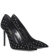 Saint Laurent Anja Crystal-embellished Point-toe Velvet Pumps In Black
