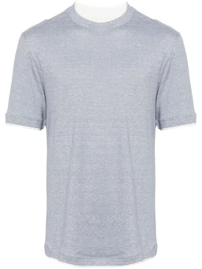 Brunello Cucinelli Grey Cotton T-shirt In Blue