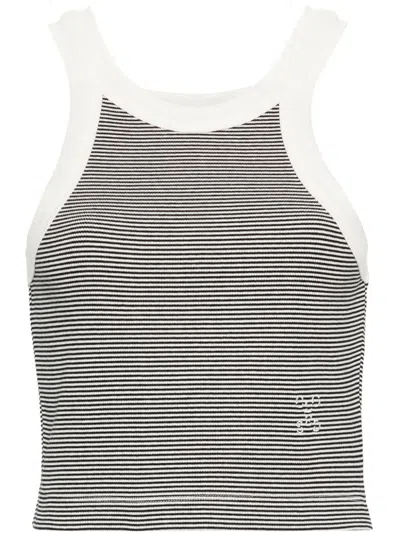 Closed Logo-embroidered Striped Tank Top In Black