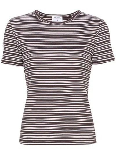 Filippa K Striped Cotton T-shirt In Brown