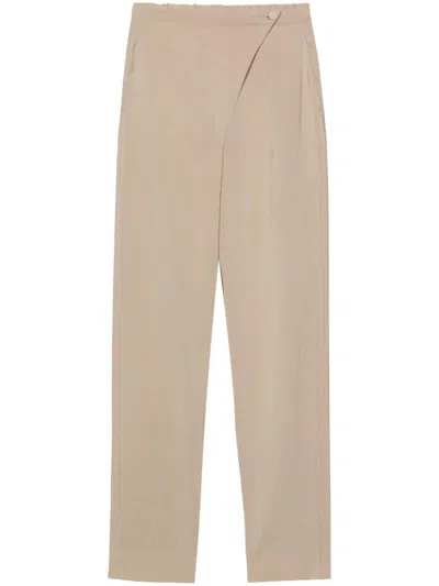 Emporio Armani Overlapping-panel Tapered Trousers In Beige
