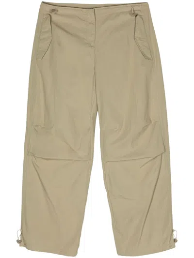 Emporio Armani Organic Cotton Parachute Trousers In Brown