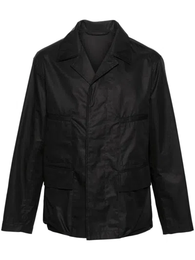 Lemaire Cotton Blend Multipocket Overshirt In Black