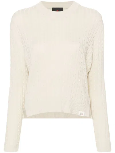 Peuterey Cable-knit Cotton Jumper In Beige