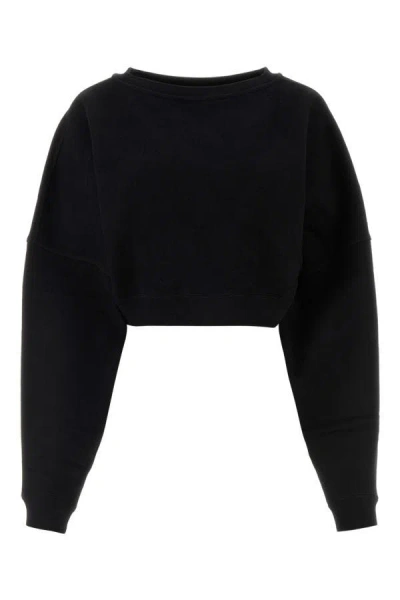 Saint Laurent Woman Black Cotton Sweatshirt