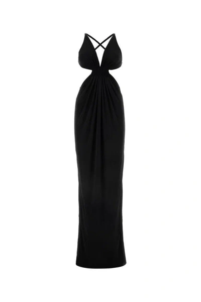 Saint Laurent Woman Black Crepe Long Dress