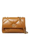 Tory Burch Kira Diamond Quilted Leather Convertible Shoulder Bag In Mandorla/gold