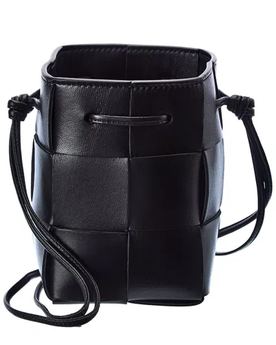 Bottega Veneta Cassette Mini Leather Bucket Bag In Black