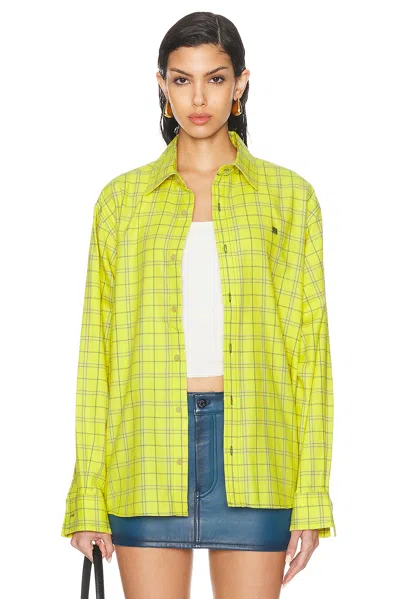 Acne Studios Face Button Up Shirt In Yellow & Green