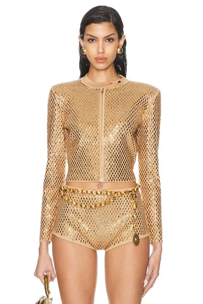 Retroféte Mali Jacket In Gold & Metallic Nude