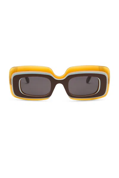 Loewe Rectangular Sunglasses In Light Brown & Smoke