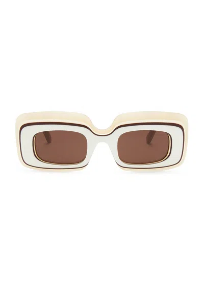 Loewe Rectangular Sunglasses In Ivory & Brown