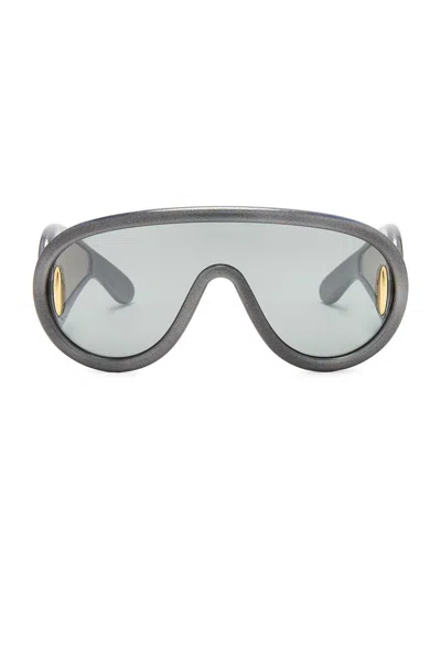 Loewe Shield Sunglasses In Black & Blue Mirror