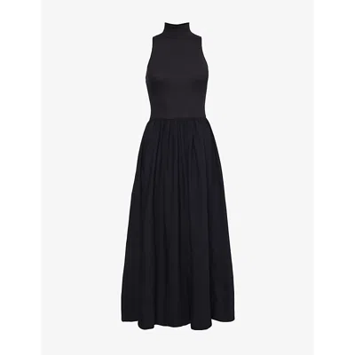 Reformation Sai Slim-fit Stretch-organic Cotton Maxi Dress In Black