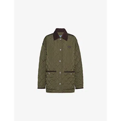 Prada Re-nylon Quilted Jacket In Green
