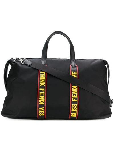 Fendi Vocabulary Nylon & Leather Travel Duffel Bag In Gxn Black