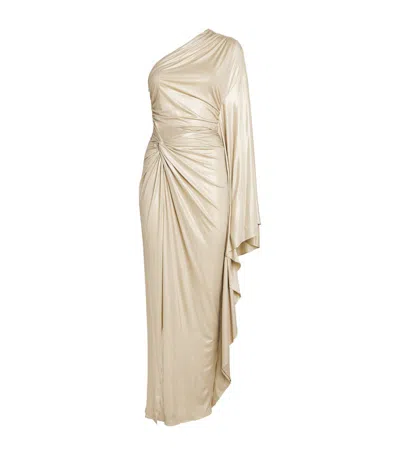 Lapointe Lp C Coated Jrsy One Shdr Rouched Gown In Beige