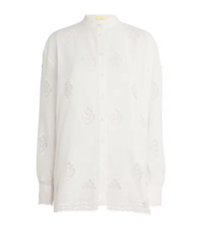 Erdem Embroidered Open-back Shirt In White