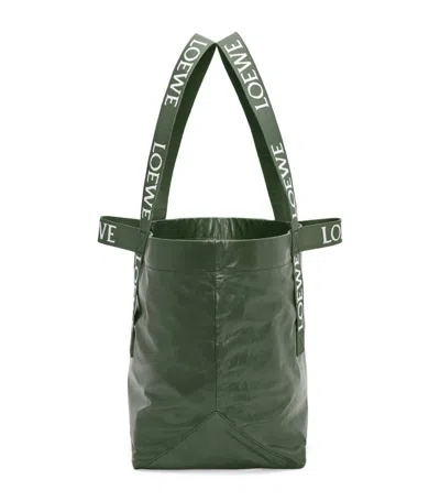 Loewe Large Leather Fold Tote Bag In Green