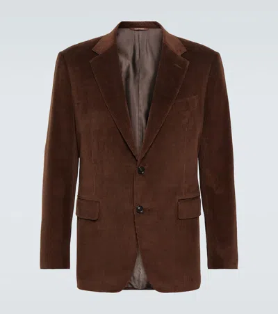 Canali Cotton And Cashmere Corduroy Blazer In Brown