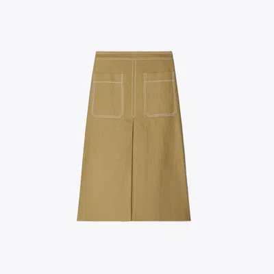 Tory Burch Cotton Twill Skirt In Stone Moss