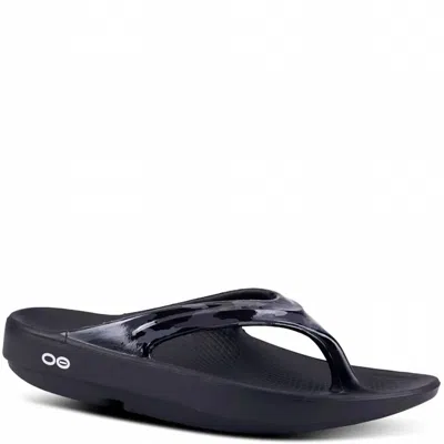 Oofos Women's Oolala Thong Limited Sandal In Black/camo