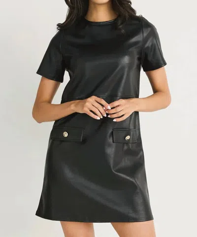 Thml Short Sleeve Leather Dress In Black