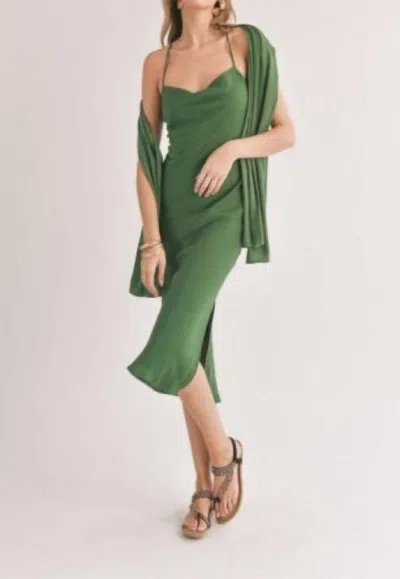Sadie & Sage Mirage Cowl Neck Dress With Shawl In Green