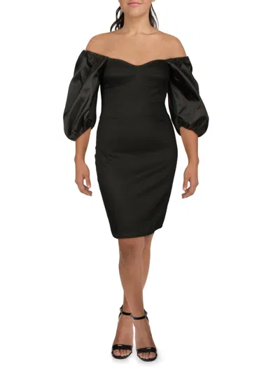 Aqua Womens Solid Short Sheath Dress In Black
