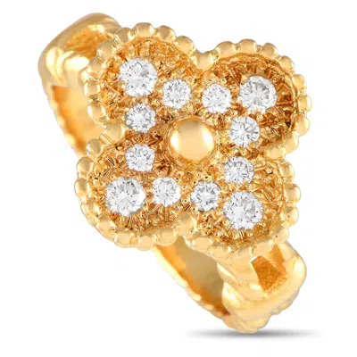 Van Cleef & Arpels 18k Yellow Gold 0.48 Ct Diamond Alhambra Ring Vc05-051524