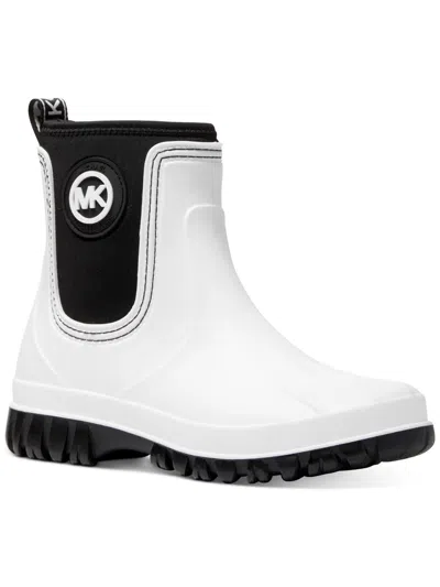 Michael Michael Kors Tucker Rainbootie Womens Chunky Round Toe Rain Boots In White