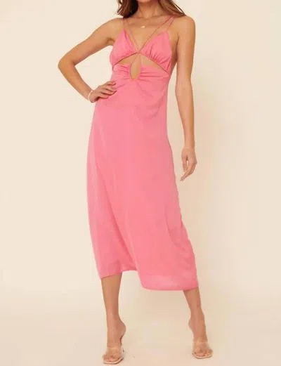 Promesa The Charlotte Halter Cutout Satin Midi Dress In Pink