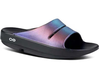 Oofos Women's Ooahh Luxe Slide Sandal In Midnight Spectre In Multi