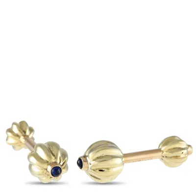 Tiffany & Co 14k Yellow Gold And Sapphire Ridged Ball Cufflinks Ti03-051524
