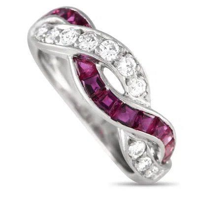 Tiffany & Co Platinum 0.10 Ct Diamond And 0.85 Ct Ruby Ring Ti04-051524 In White