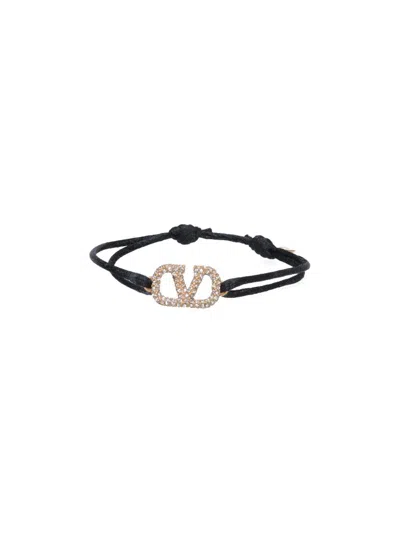 Valentino Garavani Vlogo Embellished Signature Bracelet In Black