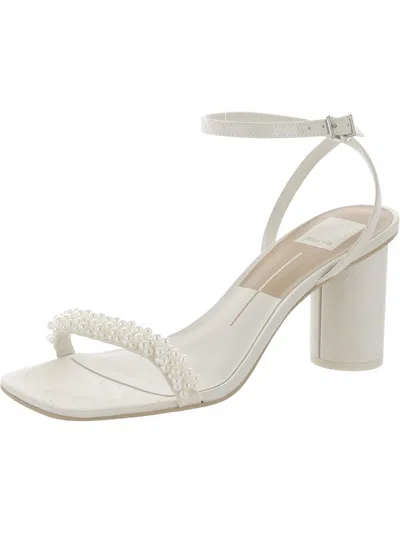 Dolce Vita Nory Womens Satin Ankle Strap Heels In White