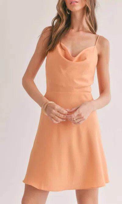 Sage The Label Jess Cowl Neck Mini Dress In Apricot In Beige
