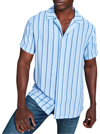 And Now This Mens Woven Striped Button-down Shirt In Blue