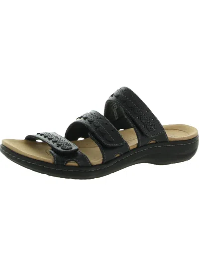 Clarks Laurieann Cove Womens Leather Banded Slide Sandals In Black
