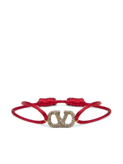 Valentino Garavani Vlogo Embellished Signature Bracelet In Red