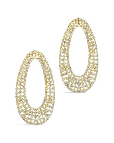 Sterling Forever 14k Plated Cz Olivia Ovals Studs In Gold