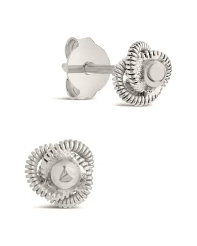 Sterling Forever Silver Braided Knot & Sphere Studs In Gold