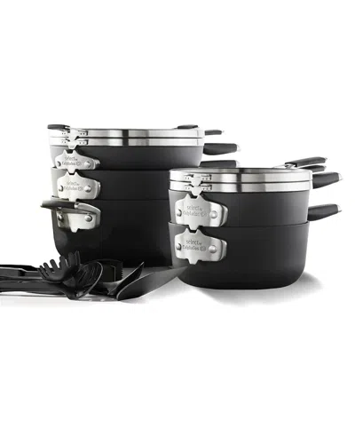 Calphalon Select Space-saving Hard-anodized Nonstick 14pc Cookware Set In Black