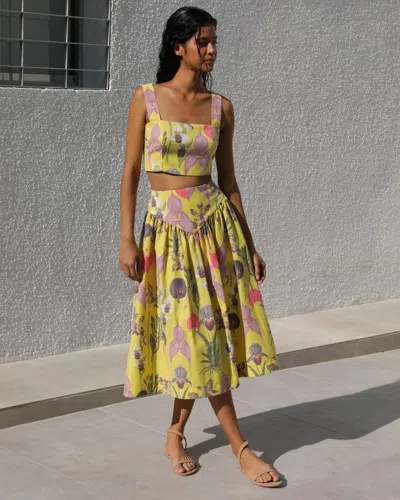 No Pise La Grama Women's Sotavento Midi Skirt In Botanica Yellow
