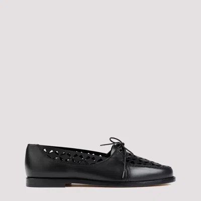 Manolo Blahnik Delirium Perforated Leather Lace-up Loafers In Black